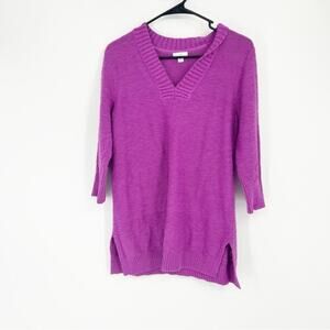 J. Jill 100% Cotton Purple V-Neck Sweater Size XS
